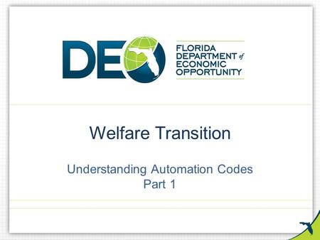 Welfare Transition Understanding Automation Codes Part 1.