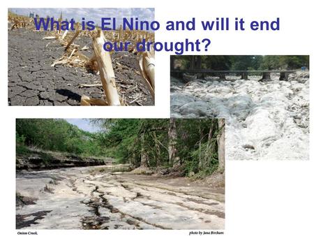 What is El Nino and will it end our drought?. What has caused the drought? We have been experiencing drought conditions since September, 2007. We've also.