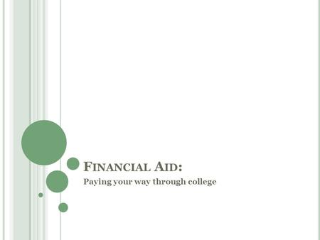F INANCIAL A ID : Paying your way through college.