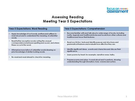 Assessing Reading Meeting Year 5 Expectations