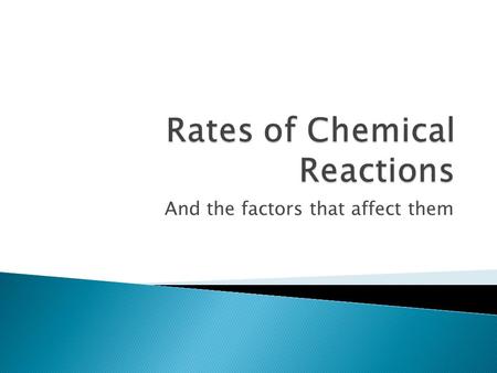And the factors that affect them.  The rate of a chemical reaction is the speed at which the chemical reaction occurs.  Some reactions occur quickly,