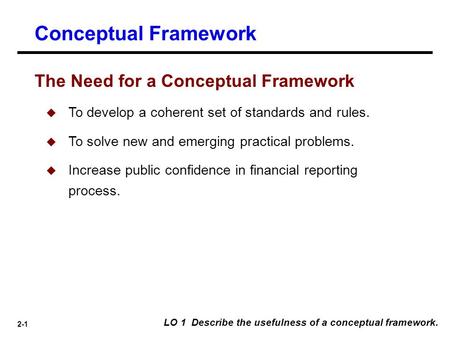 Conceptual Framework The Need for a Conceptual Framework