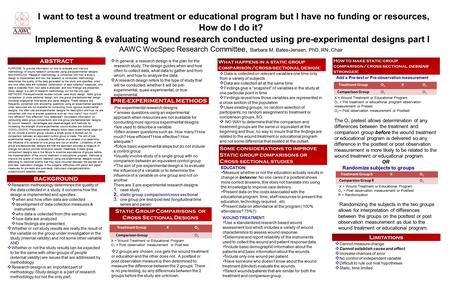 I want to test a wound treatment or educational program but I have no funding or resources, How do I do it? Implementing & evaluating wound research conducted.