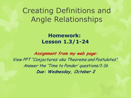 Creating Definitions and Angle Relationships
