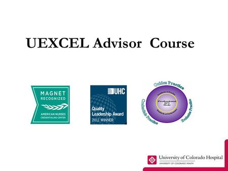 UEXCEL Advisor Course. UCH UEXCEL Program 2 Highly regarded across the country – One of the longest, sustained clinical nurse advancement programs in.