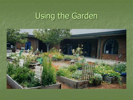 Using the Garden. Be Resourceful Use lessons designed for gardens from: Master Gardeners Master Gardeners California School Garden Network (www.csgn.org)