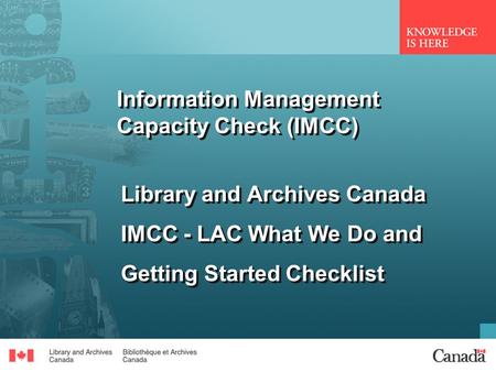 Information Management Capacity Check (IMCC)