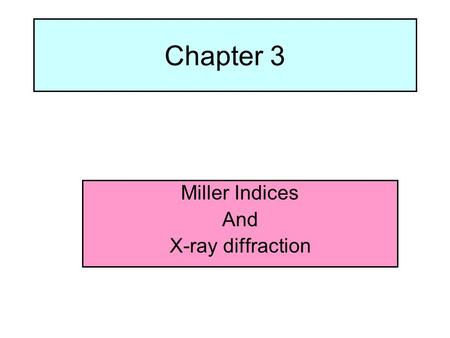 Miller Indices And X-ray diffraction
