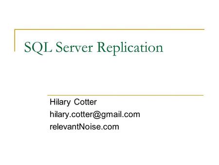 SQL Server Replication