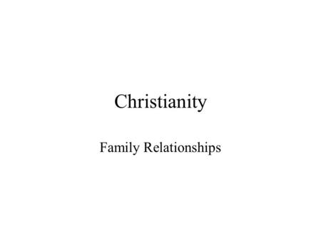 Christianity Family Relationships. Contents Family Life Marriage Breakdown of Marriage Divorce Remarriage Annulment.