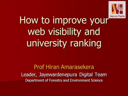 How to improve your web visibility and university ranking