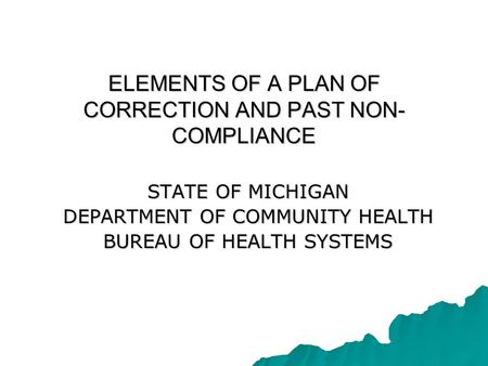 ELEMENTS OF A PLAN OF CORRECTION AND PAST NON-COMPLIANCE