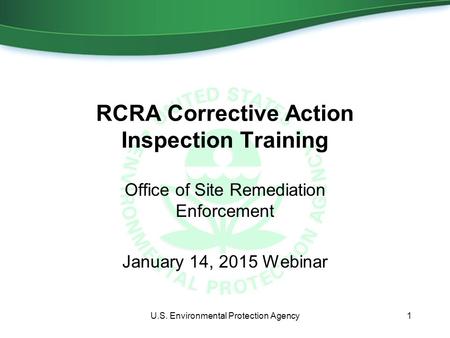 RCRA Corrective Action Inspection Training