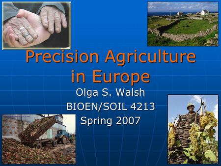 Precision Agriculture in Europe Olga S. Walsh BIOEN/SOIL 4213 Spring 2007.