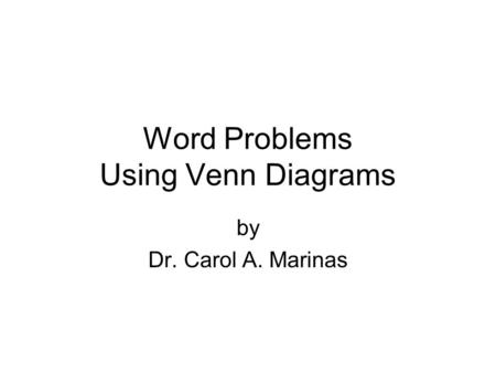 Word Problems Using Venn Diagrams
