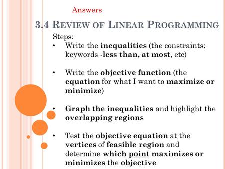 3.4 Review of Linear Programming