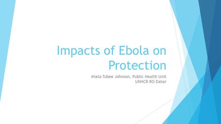 Impacts of Ebola on Protection Miata Tubee Johnson, Public Health Unit UNHCR RO Dakar.