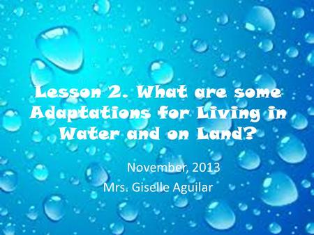 Lesson 2. What are some Adaptations for Living in Water and on Land?