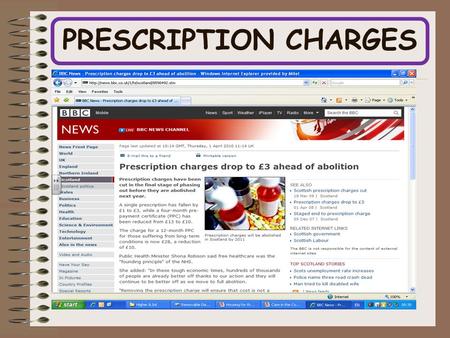 PRESCRIPTION CHARGES. TASK For and against prescription charges.