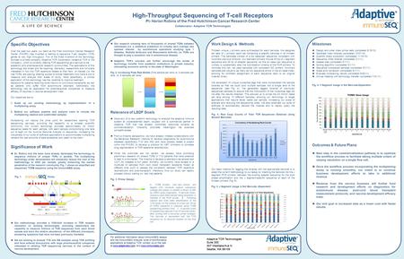 High-Throughput Sequencing of T-cell Receptors PI- Harlan Robins of the Fred Hutchinson Cancer Research Center Collaborator- Adaptive TCR Technologies.