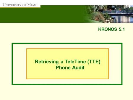 KRONOS 5.1 Retrieving a TeleTime (TTE) Phone Audit.