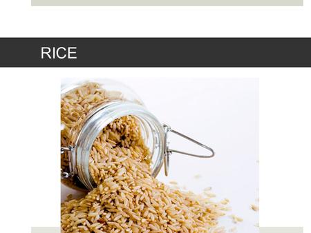 RICE. INTRODUCTION  NATIVE TO ASIA  STAPLE FOOD  LOW COST  PALATABLE  EASY TO DIGEST.