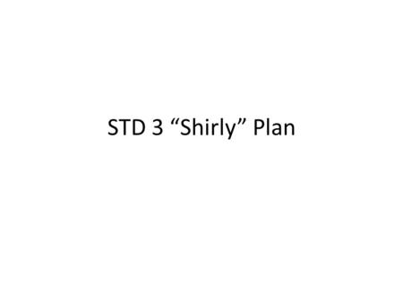 STD 3 “Shirly” Plan. Goals Create an excellent, free, public app for the already publicly available 2010 STD Guidelines Document process for other programs.