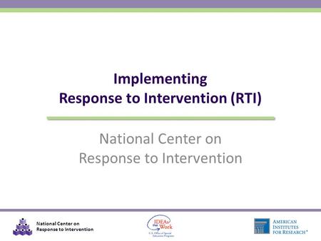 Implementing Response to Intervention (RTI)