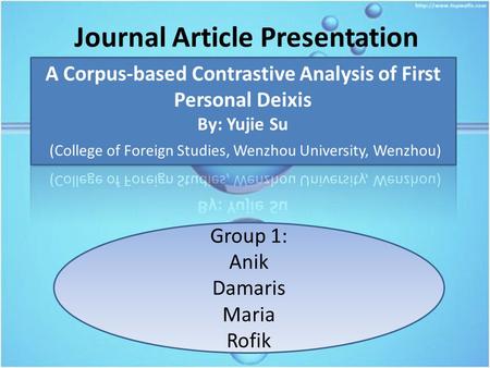 Journal Article Presentation Group 1: Anik Damaris Maria Rofik.