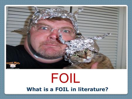 FOIL What is a FOIL in literature?. A FOIL is a person who is paired with another character to develop the other’s traits and personality by CONTRAST.