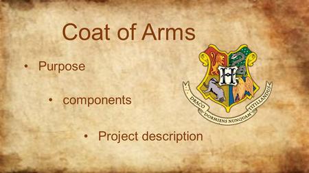 Coat of Arms Purpose components Project description.