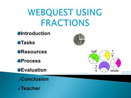 Introduction Tasks Resources Process Evaluation Conclusion Teacher.
