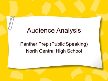 Panther Prep (Public Speaking) North Central High School
