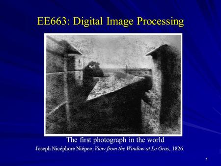 EE663: Digital Image Processing