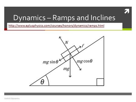 Dynamics – Ramps and Inclines