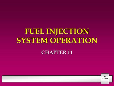 FUEL INJECTION SYSTEM OPERATION