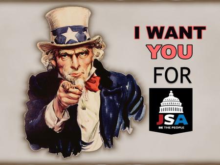 FOR. “JSA” stands for the Junior State of America. Created in 1934, the Junior State of America is a place where high school students interested in the.
