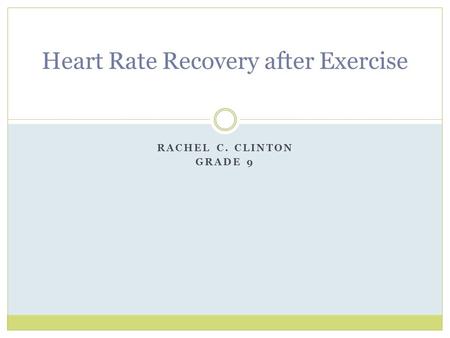 Heart Rate Recovery after Exercise