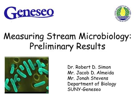 Measuring Stream Microbiology: