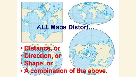 ALL Maps Distort… Distance, or Direction, or Shape, or