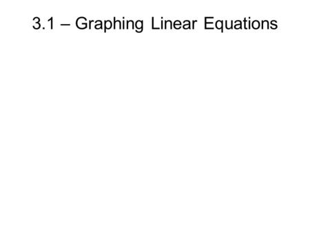 3.1 – Graphing Linear Equations. Linear equation.