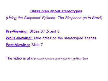 Class plan about stereotypes