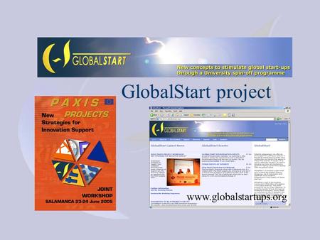 GlobalStart project www.globalstartups.org. Objective of GlobalStart To provide good support to (university spin-off) companies with a global potential.