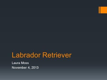 Labrador Retriever Laura Moss November 4, 2013. Blue Bonnet Labrador Retrievers  Mission- “The Bluebonnet Labrador Retrievers breeder is dedicated to.