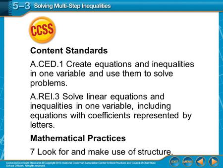 Mathematical Practices 7 Look for and make use of structure.