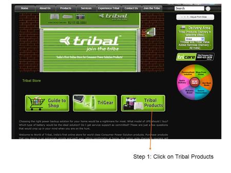 Step 1: Click on Tribal Products. Step 2: Click on Tribal Home Power Solutions.