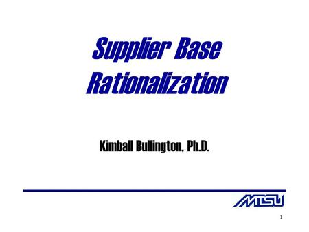 Supplier Base Rationalization