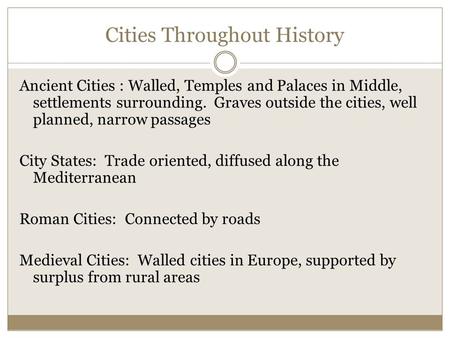Cities Throughout History