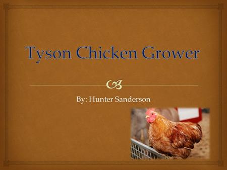 By: Hunter Sanderson.  A Tyson Chicken Grower works on a farm and works with heavy machinery. They wear basic work clothes.