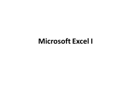Microsoft Excel I.
